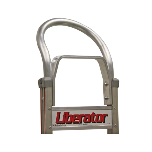 Aluminum ladder accessory with a curved top arch and a 'Liberator' branding panel on the side.